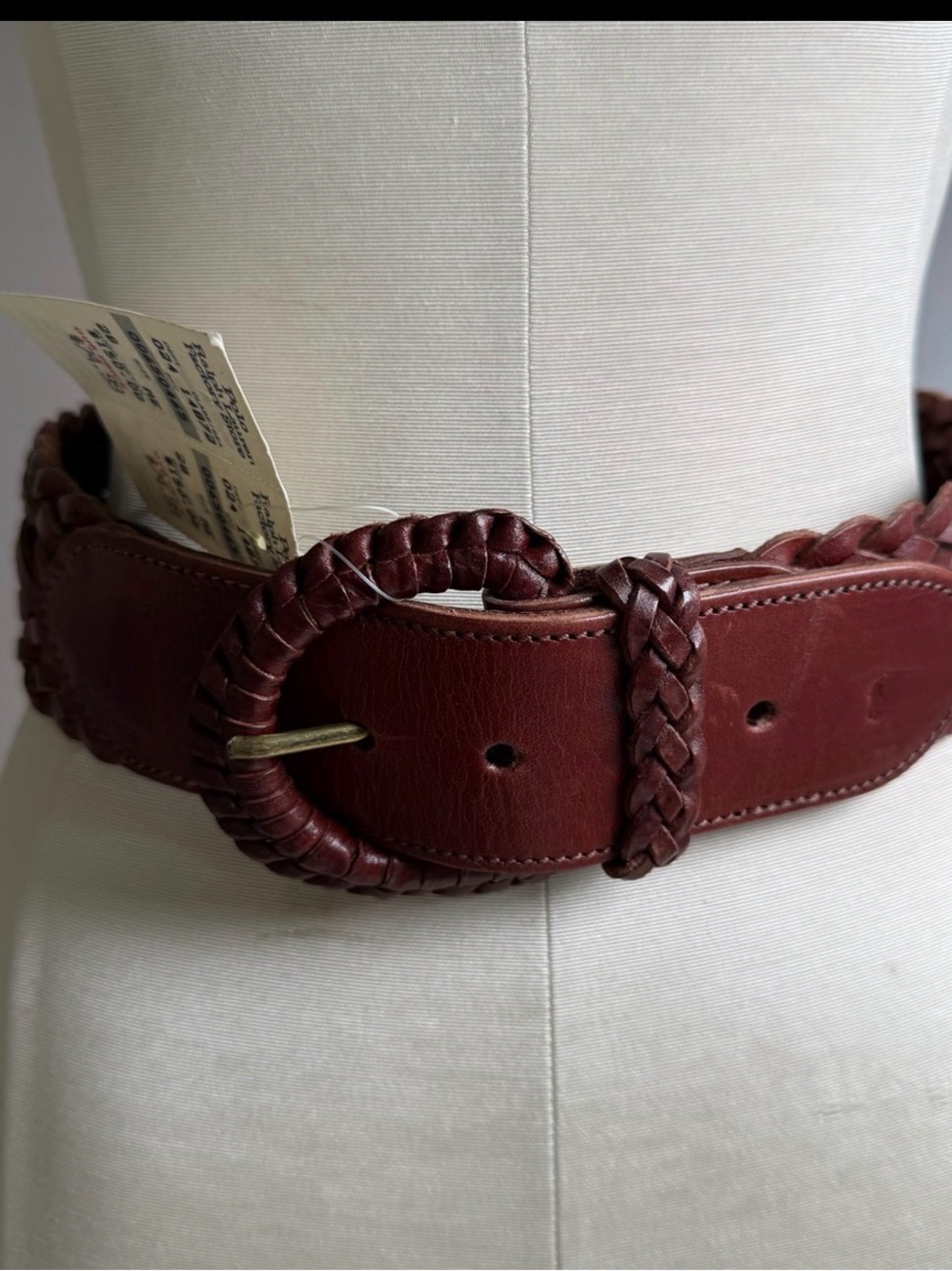 Ralph Lauren Braided Leather Belt in Deep Brown-Red